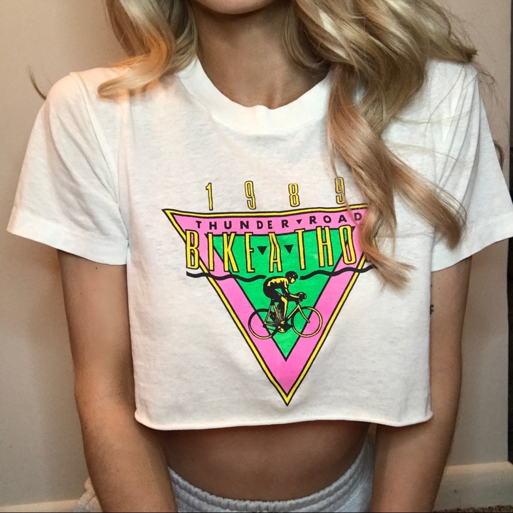 Vintage bike-a-thon cropped tee
